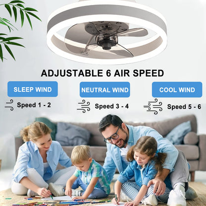 OMGPFR LED Deckenventilator mit Licht, dimmbar, schwarz, 40 cm