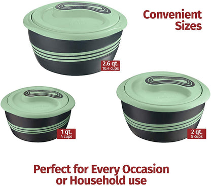 Pinnacle Thermoschüssel Set 3-teilig Edelstahl Warmhaltebehälter grün