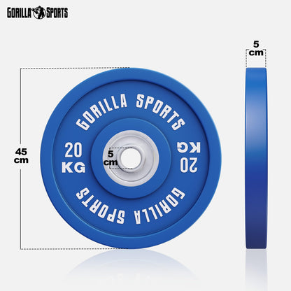GORILLA SPORTS® Bumper Plate 50mm – Hantelscheibe 20kg einzeln