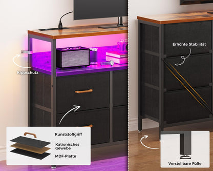 Coleshome Kommode mit 7 Schubladen & LED - Retro Farbe