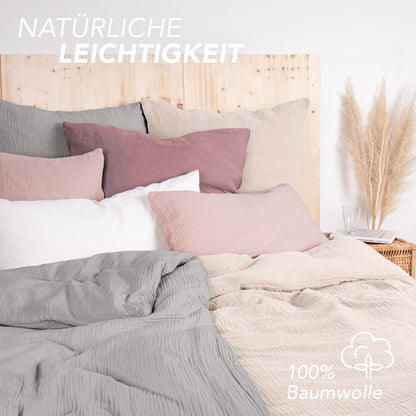 Pure Label Musselin Bettwäsche 135x200 cm 4-teilig - Beige