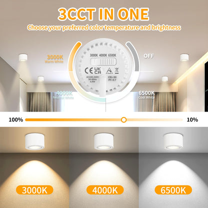 GeyouLux LED Aufbauspot Dimmbar Rund Weiss - Extra Flach