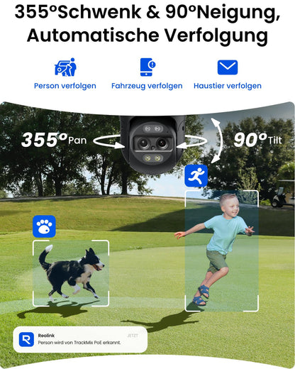 Reolink TrackMix PoE 4K PTZ Überwachungskamera aussen, Dual-Objektiv