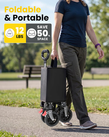 YEAUPE PRO Bollerwagen faltbar, 70 L, 50 kg Tragkraft, Schwarz