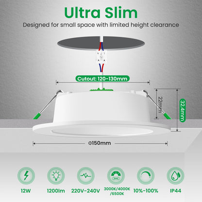 ALUSSO LIGHTING LED Einbau Spots Dimmbar Warm/Neutral/Kaltweiss 6er Set