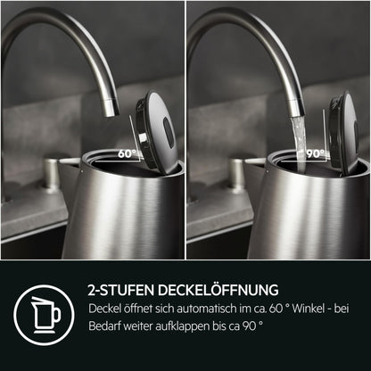AEG Deli 5 Wasserkocher Edelstahl 1.7L mit Temperaturwahl