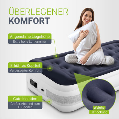 Juskys Selbstaufblasende Luftmatratze 90x190cm mit Pumpe