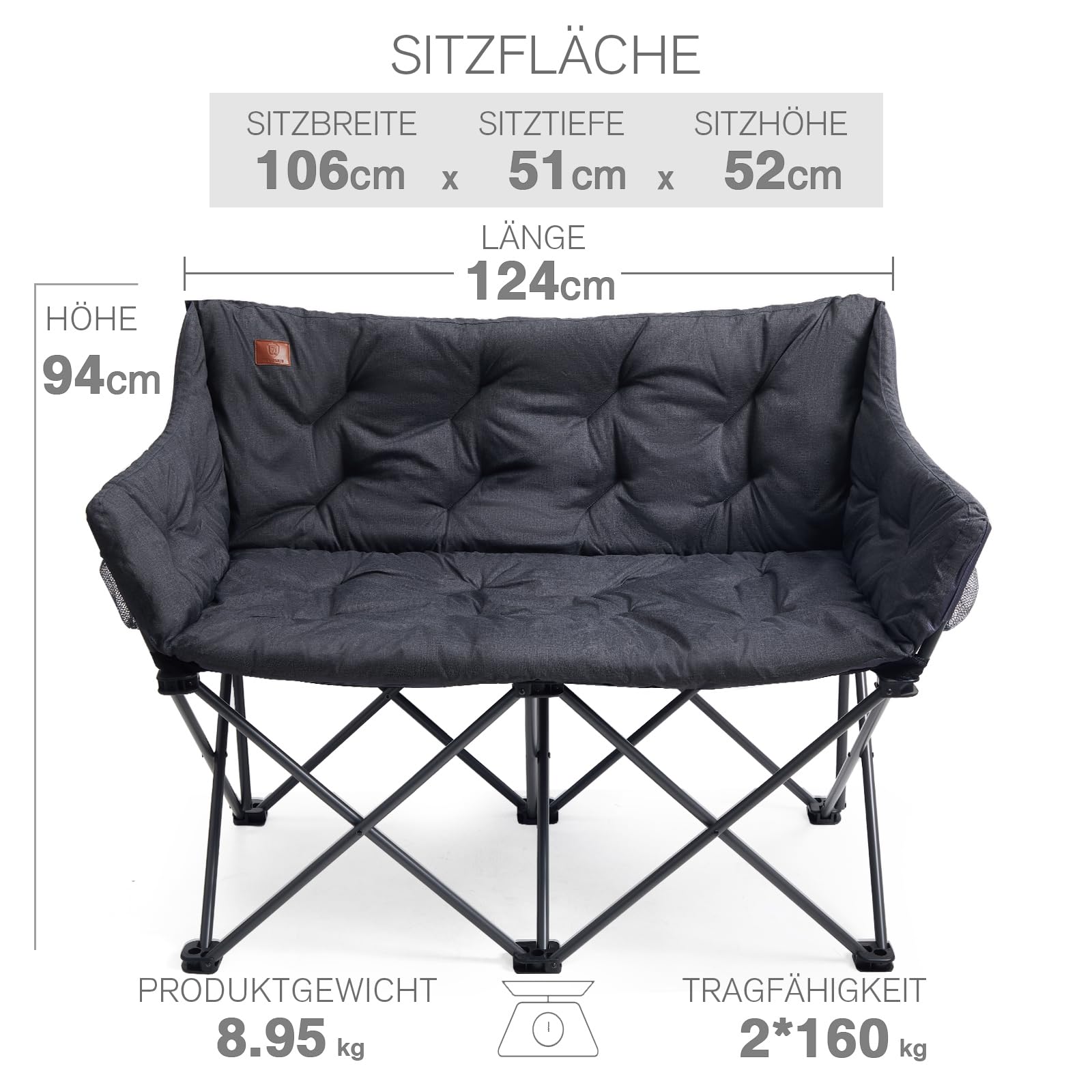 camping sofa klappbar Campingsofa 2 Personen klappbar – Max. Komfort & 320kg Belastbarkeit – pandaloo.ch