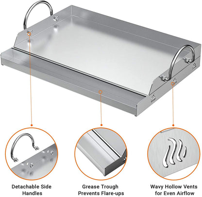onlyfire Universal Edelstahl Plancha - 51x32cm Rechteckig
