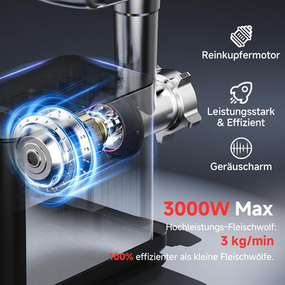 AAOBOSI Fleischwolf elektrisch MG102A mit Wurstfüller und Kibbeaufsatz