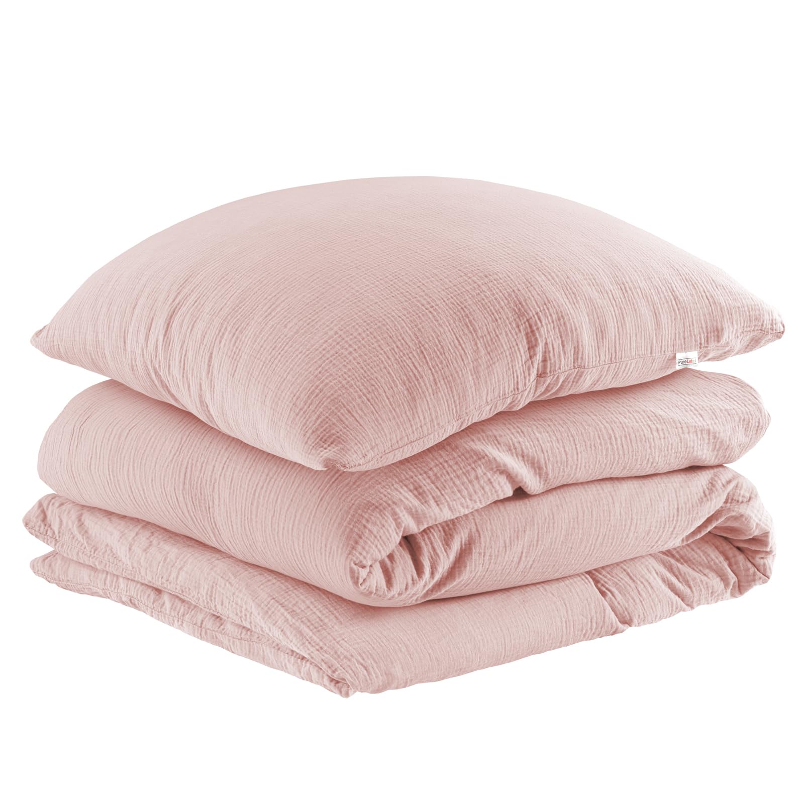Pure Label Musselin Bettwäsche-Set 135x200 cm Baumwolle rosa, zweiteilig mit Kissenbezug 80x80 cm