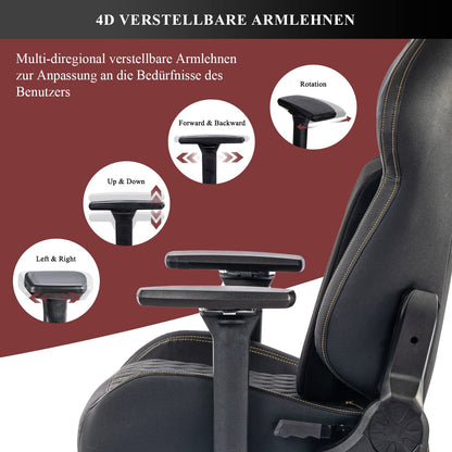 Fantasylab Gaming Stuhl 200KG Bürostuhl Chefsessel - Schwarz/Golden