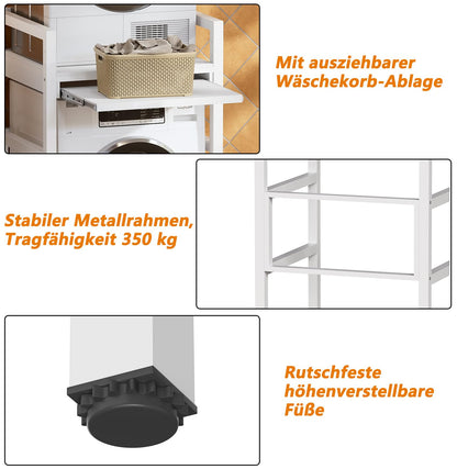 MSFE Regal über Waschmaschine – Höhenverstellbar, 350 kg Traglast