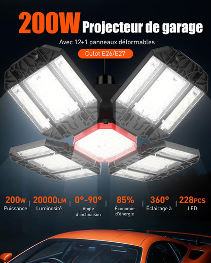 Rafow LED Garagenleuchte P10, 200W, 20000 Lumen, 6500K, 2 Stück
