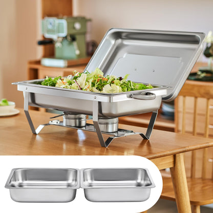 Wilprep Chafing Dish 2er-Set Edelstahl Speisenwärmer je 9 L GN 1/2