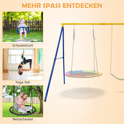COSTWAY Doppelschaukel mit Gestell, Kinderschaukel & Nestschaukel