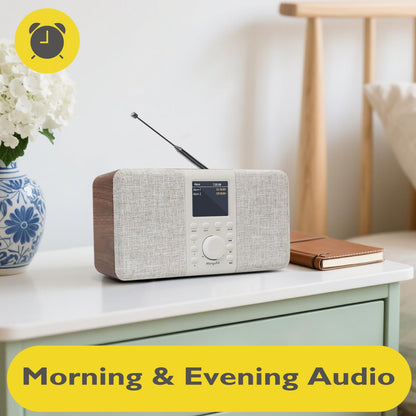 MangoKit MD5 Stereo DAB+ Radio mit Bluetooth, Farbdisplay, Walnuss
