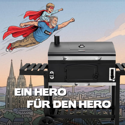 TAINO HERO XXL Smoker Holzkohlegrill BBQ Grillwagen Standgrill