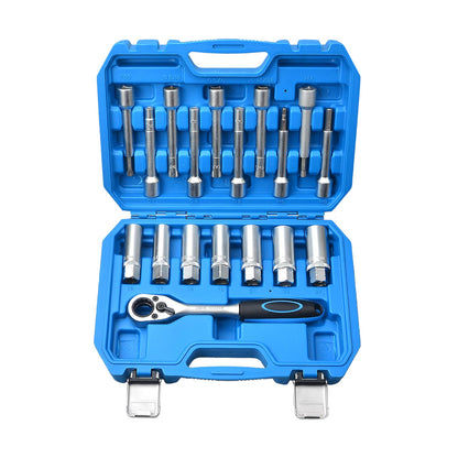 Zoomtools 18 TLG 1/2" Antrieb Stoßdämpfer Nuss Werkzeugsatz Stossdämpfer Federbein Domlager Werkzeug Federbein Stecknuss Werkzeug
