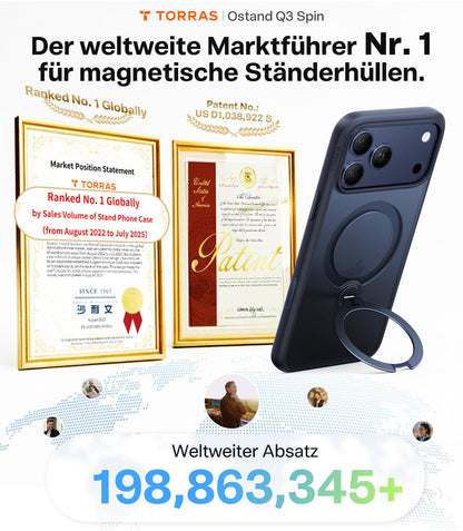 TORRAS Ostand Q3 Spin Handyhülle für iPhone 17 Pro Max, Blau