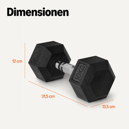 Amazon Basics Hantel-Set, gummibeschichtet, sechseckig, 10 kg, Schwarz