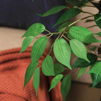 SOGUYI Kunstpflanze Ficusbaum 120 cm mit Naturholzstamm