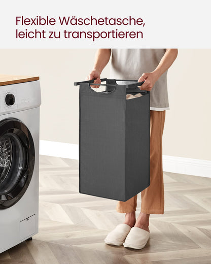 VASAGLE BLH301G01 Wäschekorb 3 Fächer mit Ablage - Grau 3x40L