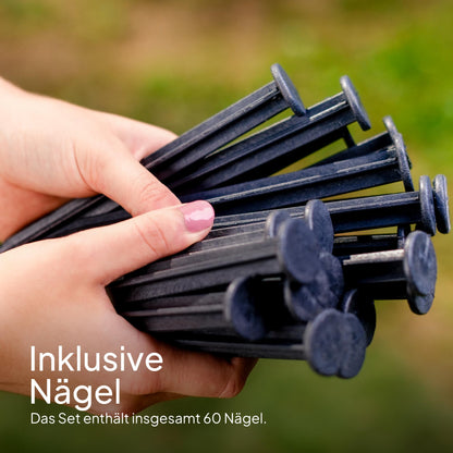 UNIGARDIA Flexible Rasenkante, Kunststoff, 20 m, schwarz, 60 Erdanker