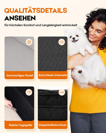 Upvilla Orthopädisches Hundebett XL, waschbar, schwarz, 117x76 cm