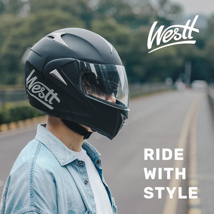 Westt Torque Klapphelm ECE 22.06 Motorradhelm mit Sonnenblende