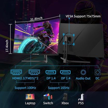 Minifire MFG34C5Q Gaming Monitor – 34" UWQHD 165Hz Curved
