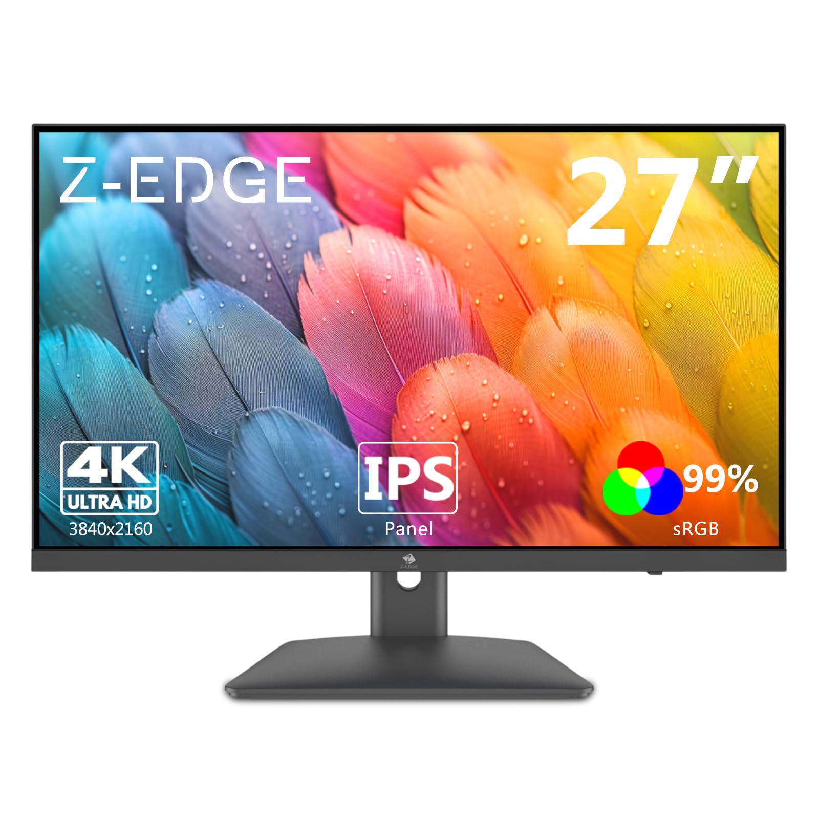 Z-Edge 27 Zoll 4K UHD IPS LED Monitor (3840x2160) - Schwarz. Schwarzer Monitor zur präzisen Anzeige hochauflösender Bildinhalte.