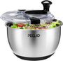 Peclio Salatschleuder Edelstahl 4,5 L mit Kurbelantrieb, Schwarz mit transparentem Deckel