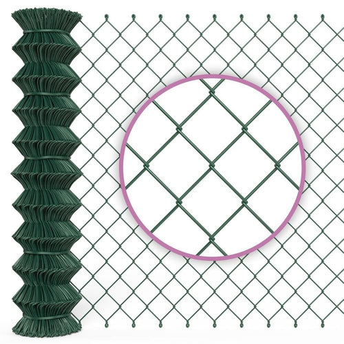 B!HOME Maschendrahtzaun mit Viereckgeflecht grün 100 cm x 15 m, Rolle aus kunststoffbeschichtetem Stahl