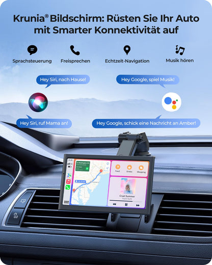 Krunia 7" Drahtloses Tragbares Auto Display für CarPlay & Android