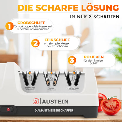 AUSTEIN® TG2202 Elektrischer Diamant Messerschärfer 3 Phasen 20°