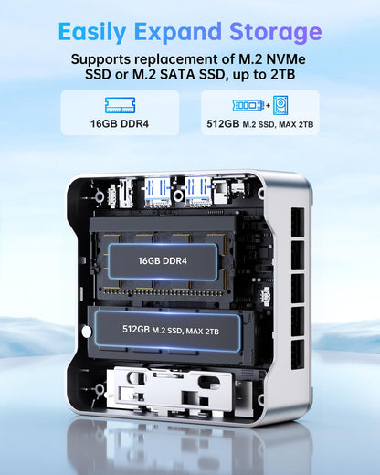 NiPoGi Essenx E2 Mini PC - N97, 16GB RAM, 512GB SSD, W11 Pro