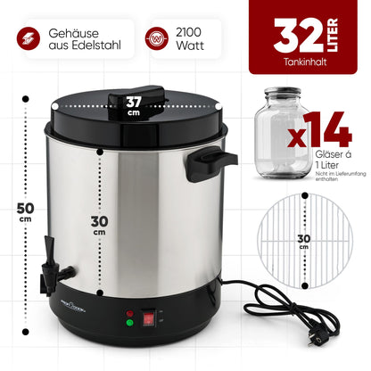 ProfiCook PC EKA 1283 Heissgetränke- & Einkochautomat - 32L Edelstahl