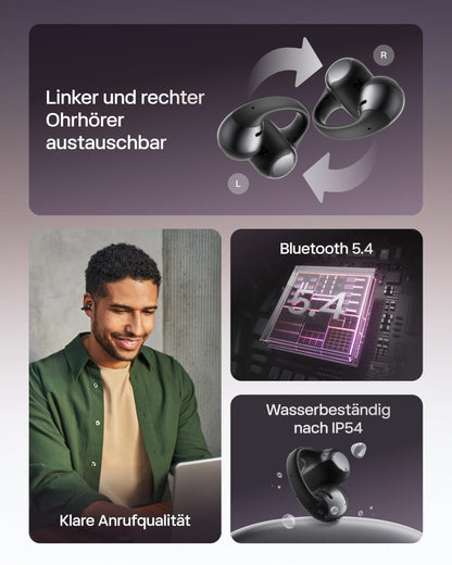 Shokz OpenDots ONE Open-Ear-Kopfhörer Bluetooth, Schwarz