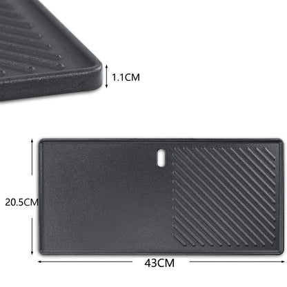 GFTIME Grillrost und Grillplatte aus Gusseisen, 43 x 62,5 cm