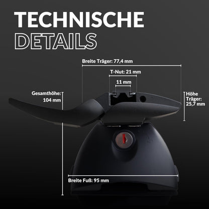 Owen Dachträger 3.0 Pro - Schwarz 120cm für geschlossene Reling