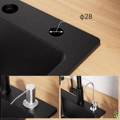 CECIPA Granitspüle 78x45 cm Schwarz - mit Abtropffläche