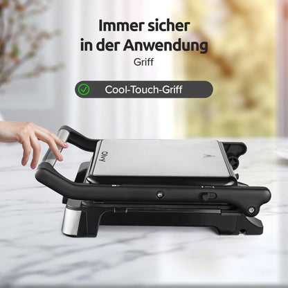 Olvy Sandwichmaker XXL, 3-in-1 Kontaktgrill mit Antihaftplatten