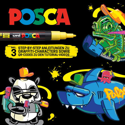 POSCA Marker Set 186830, 20 Acrylmarker im Metalletui mit Anleitungen