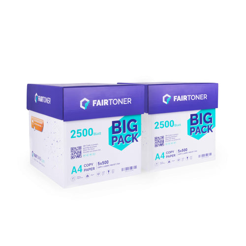 FairToner Kopierpapier DIN A4 80 g/m² weiss 5000 Blatt (10x500) für Laser- und Tintenstrahldrucker