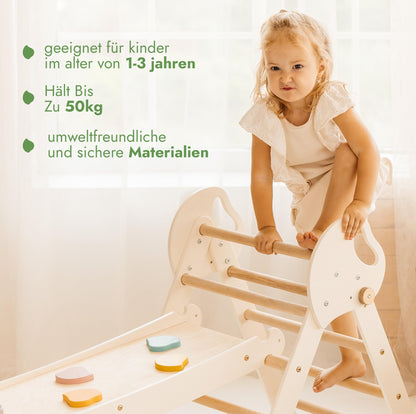 Goodevas 5-in-1 Montessori Klettergerüst Indoor aus Holz mit Rutsche – Kletterdreieck Montessori für Kinder ab 1 Jahr, Indoor Spielplatz Baby Kletterset, Indoor Kletterspielzeug Dreieck
