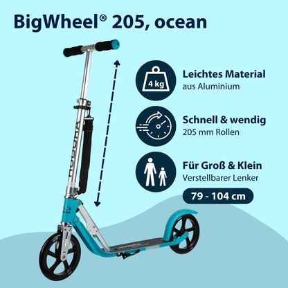 HUDORA BigWheel Scooter 205 Tretroller - klappbar Aluminium