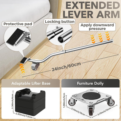 WOUOW Möbeltransportrollen Set 500kg – mit Parkfunktion