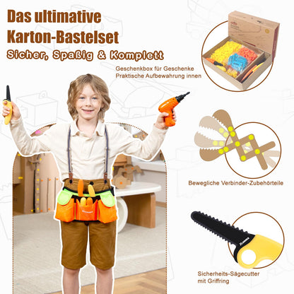 ZLemma Karton-Baukasten 401-teilig, STEM Bastelset mit Werkzeug