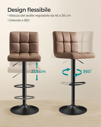 SONGMICS LJB064K02 Barhocker 2er Set - Walnussbraun